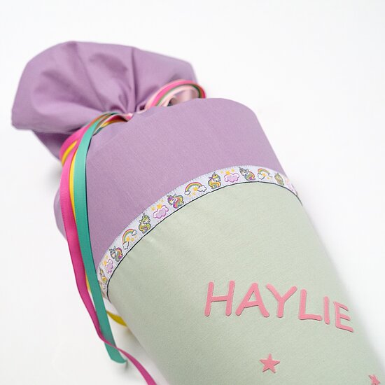 Bild 2 - Schult�te Pegasus Rosa Lila Mint mit anderem Einhornband