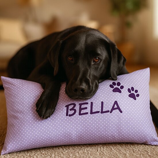 Bild 1 - Hundekissen lila, 40x20cm, personalisierbar