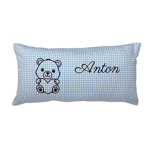 Kissen Teddy einfarbig, Bezug Hellblau-Wei� oder Rosa-Wei�