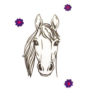 Pferdekopf mit drei Blumen (zweifarbig)